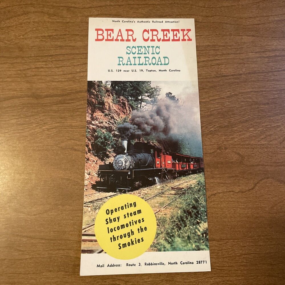 Vintage 1970s Bear Creek Scenic Railroad Travel Brochure Card - Picture 1 of 9